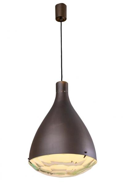 Italian Midcentury Style Chiseled Crystal Pendant Light