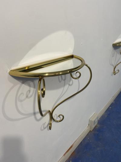 Italian Midcentury Suspended brass Console Nightstands Set of two 1950s