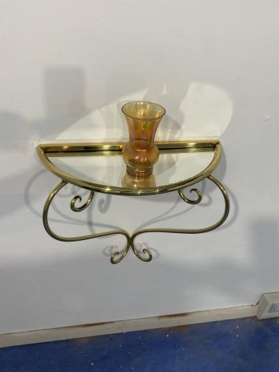 Italian Midcentury Suspended brass Console Nightstands Set of two 1950s