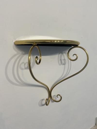 Italian Midcentury Suspended brass Console Nightstands Set of two 1950s
