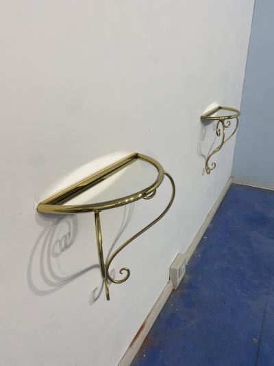 Italian Midcentury Suspended brass Console Nightstands Set of two 1950s