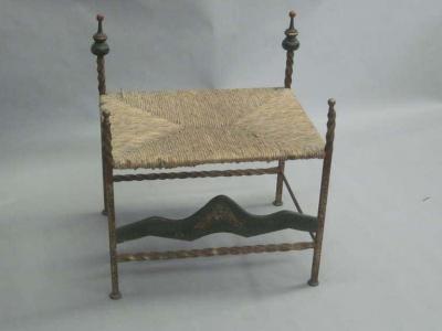 Italian Midcentury Throne Armchair or Lounge Chair with Bench or Ottoman