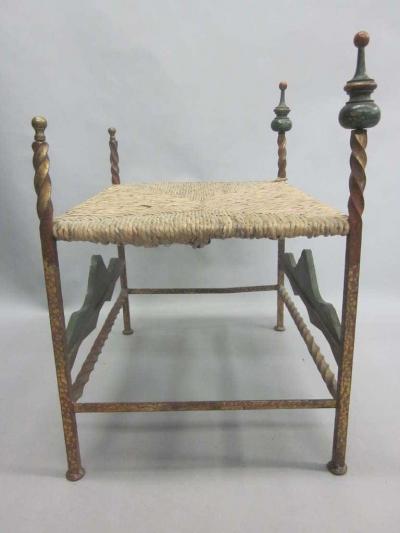 Italian Midcentury Throne Armchair or Lounge Chair with Bench or Ottoman