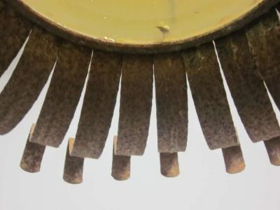 Italian Midcentury Wrought Iron and Blown Glass Sunburst Flush Mount Pendant