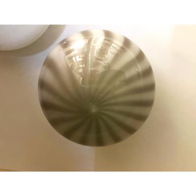 Italian Milky White and Beige Murano Glass Swirlings Sphere Flush in 70s Style