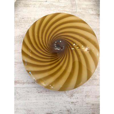 Italian Milky White and Green Swirls Murano Glass Flush Mount or Wall Sconce