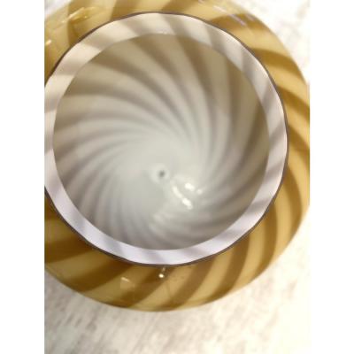 Italian Milky White and Green Swirls Murano Glass Flush Mount or Wall Sconce