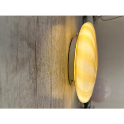 Italian Milky White and Green Swirls Murano Glass Flush Mount or Wall Sconce