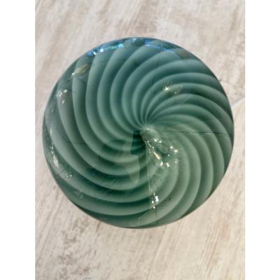 Italian Milky White and Green Swirls Murano Glass Flush Mount or Wall Sconce
