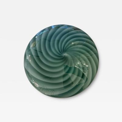 Italian Milky White and Green Swirls Murano Glass Flush Mount or Wall Sconce