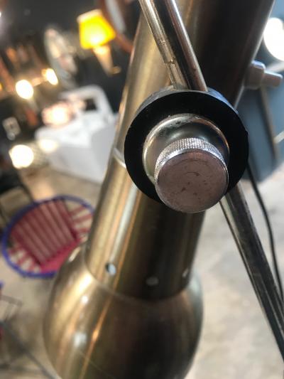 Italian Minimal Adjustable Floor Lamp with one brass spot 1960s