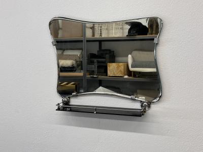 Italian Modern Asymmetrical Mirror With Shelf
