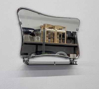 Italian Modern Asymmetrical Mirror With Shelf