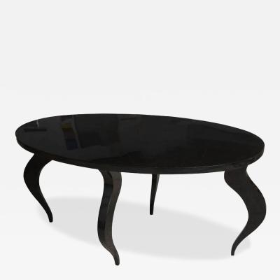 Italian Modern Black Lacquer Center Dining Table