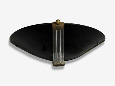 Italian Modern Black Murano Glass Brass Large Sconces Italy 1930s