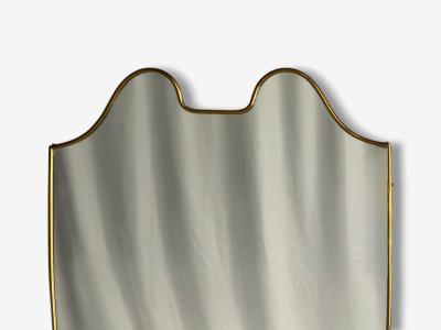 Italian Modern Brass Glass Shield Wall Mirror Italy 1950s