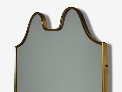 Italian Modern Brass Glass Shield Wall Mirror Italy 1950s