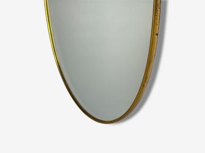Italian Modern Brass Glass Shield Wall Mirror Italy 1950s