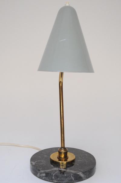 Italian Modern Brass Metal and Black Marble Table Lamp by Luci Milano