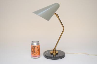 Italian Modern Brass Metal and Black Marble Table Lamp by Luci Milano