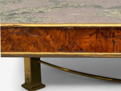 Italian Modern Bronze Burlwood Monumental Coffee Table Italy 1940s