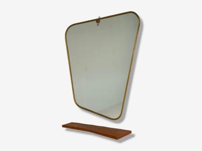 Italian Modern Cherrywood Glass Console with Mirror Italy 1950s