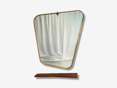 Italian Modern Cherrywood Glass Console with Mirror Italy 1950s