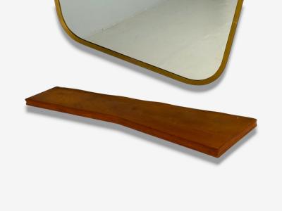 Italian Modern Cherrywood Glass Console with Mirror Italy 1950s