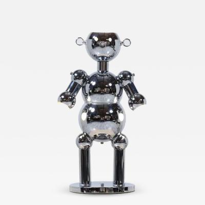 Italian Modern Chrome Robot Sculpture Lamp by Torino