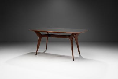Italian Modern Dining Table with Glass Top Italy 1950s