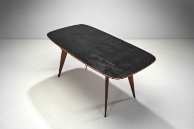 Italian Modern Dining Table with Glass Top Italy 1950s