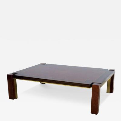 Italian Modern Ebony De Macassar Walnut Mahogany and Brass Low Table