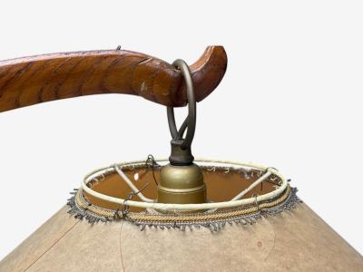 Italian Modern Elmwood Brass Curved Floor Lamp Italy 1940s