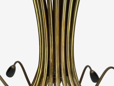 Italian Modern Enameled Metal Brass Chandelier Italy 1960s