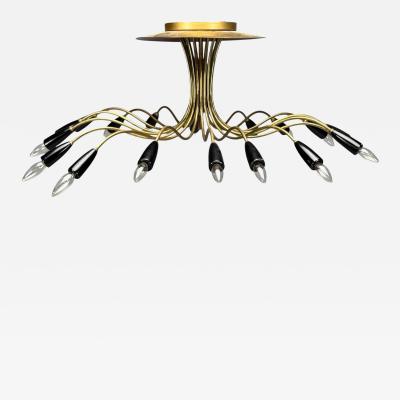 Italian Modern Enameled Metal Brass Chandelier Italy 1960s