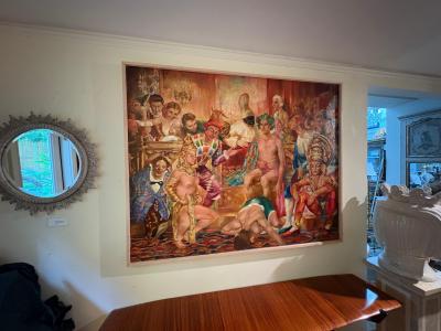 Italian Modern Framed Oil On Canvas