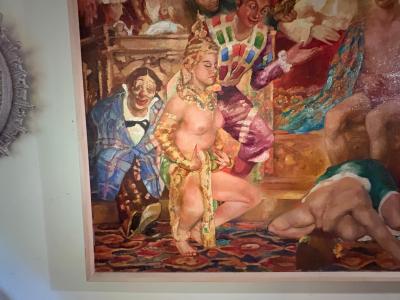 Italian Modern Framed Oil On Canvas