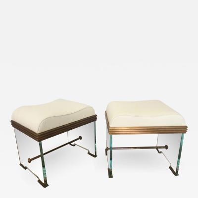 Italian Modern Glass and Bronze Stools