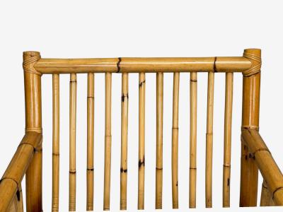 Italian Modern Indian Cane Bamboo Lounge Chairs Italy 1960s