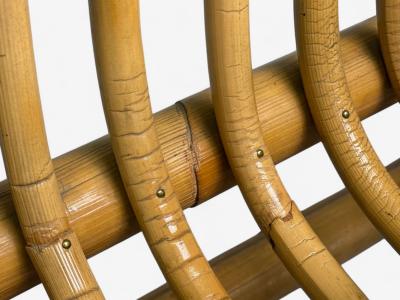 Italian Modern Indian Cane Bamboo Lounge Chairs Italy 1960s