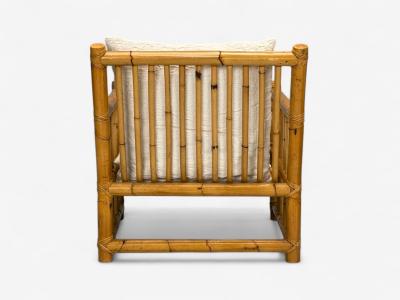 Italian Modern Indian Cane Bamboo Lounge Chairs Italy 1960s