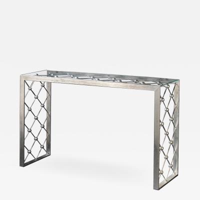 Italian Modern Industrial Design Criss Cross Fretwork Iron Console Entry Table