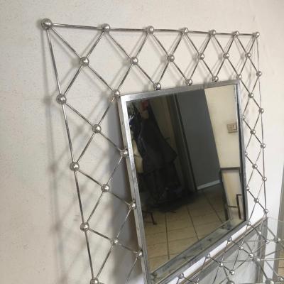 Italian Modern Industrial Home Interior Design Criss Cross Fretwork Iron Mirror