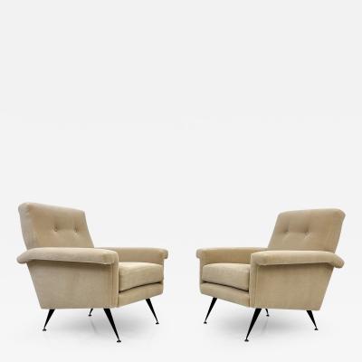 Italian Modern Lounge Chairs in Mohair A Pair 1960s