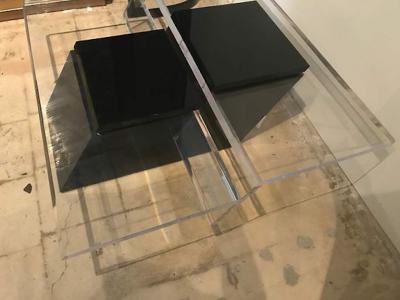 Italian Modern Lucite and Lacquer Coffee Table Saporiti