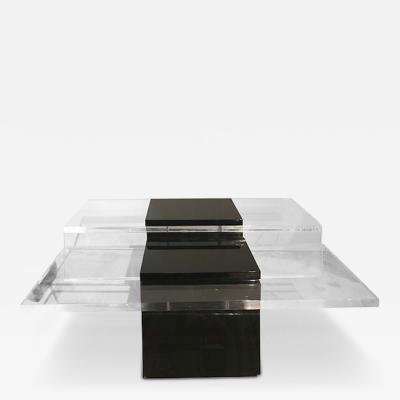 Italian Modern Lucite and Lacquer Coffee Table Saporiti
