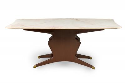 Italian Modern Mahogany Brass and White Onyx Dining Conference Table