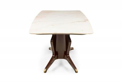 Italian Modern Mahogany Brass and White Onyx Dining Conference Table