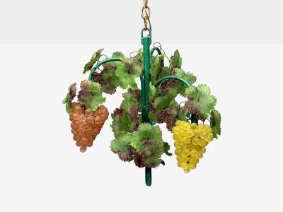 Italian Modern Murano Glass Art Glass Grape Bunch Pendant Light Italy 1950s