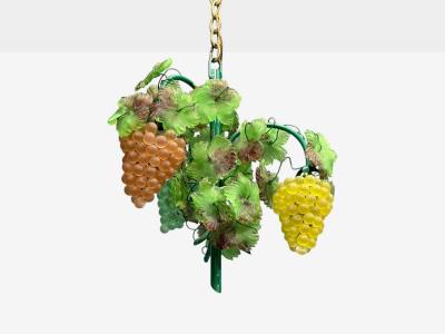 Italian Modern Murano Glass Art Glass Grape Bunch Pendant Light Italy 1950s